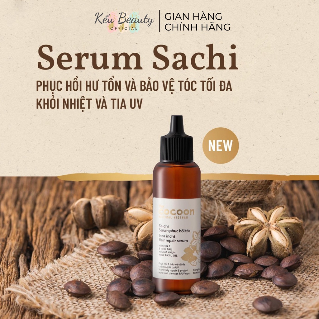 Serum Sa-chi phục hồi tóc Cocoon Sachi Inca inchi hair repair phục hồi và bảo vệ khỏi nhiệt và tia uv 70ml