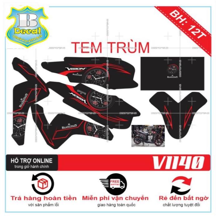 ( Quí khách vui lòng mang ra tiệm cho thợ dán ) Tem VISION 2016 ĐỒNG HỒ ĐEN NHÁM [Bi Decal]