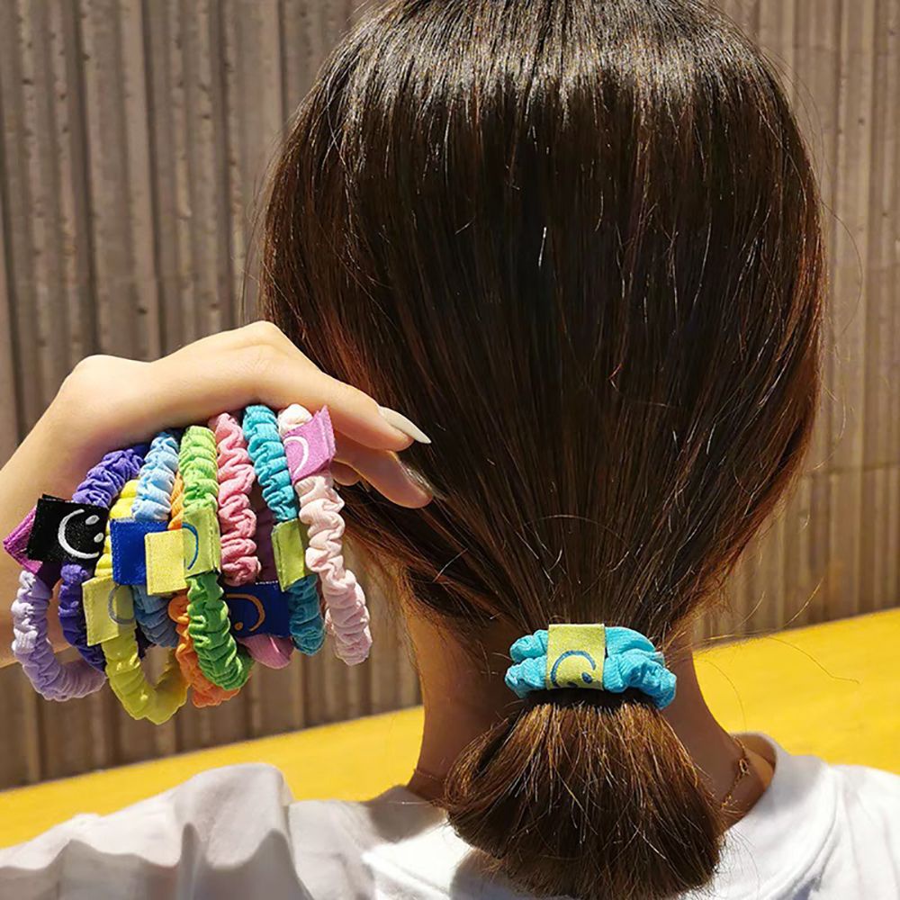 Dây Cột Tóc Vải Co Giãn Màu Kẹo Hình Mặt Cười Dễ Thương Phong Cách Hàn Quốc Cho Nữ