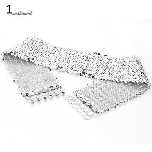 ☀Thắt Lưng Bản Rộng Co Giãn Đính Kim Sa Lấp Lánh Phong Cách Punk Cá Tính Cho Nữ