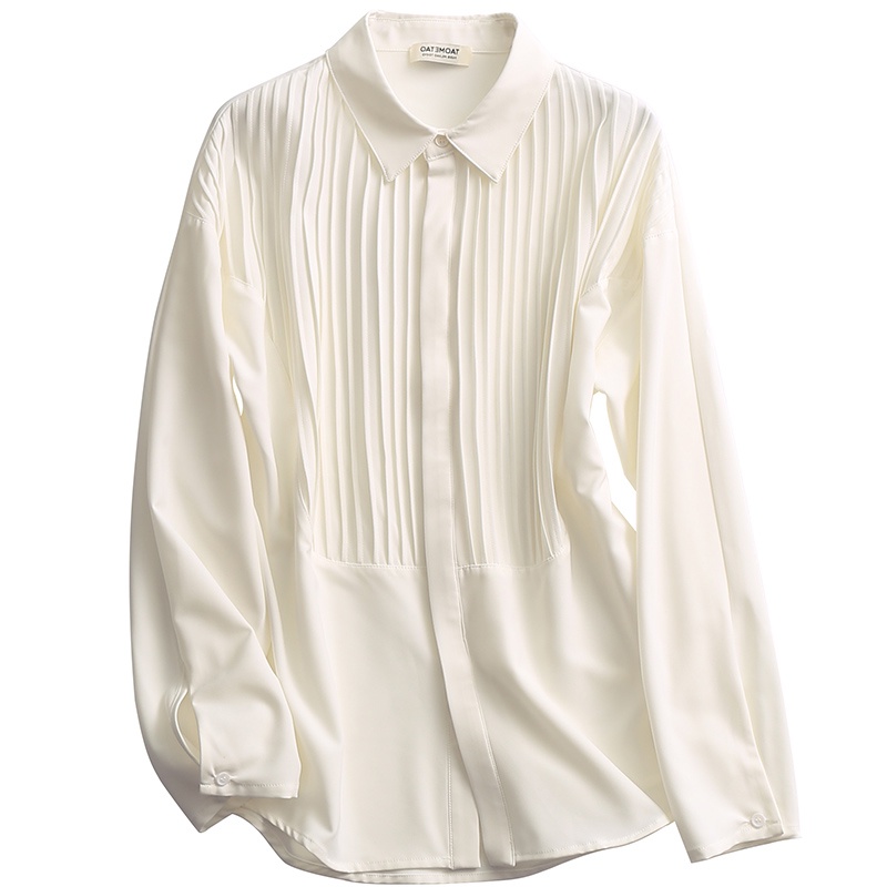 Phiên Bản Hàn Quốc Thời Trang Xếp Ly Voan Khâu Áo Sơ Mi Dài Tay Nữ Xuân Thu Phong Cách Phương Tây Phù Hợp Với dáng Rộng Ôm Hơn Nhìn Cl