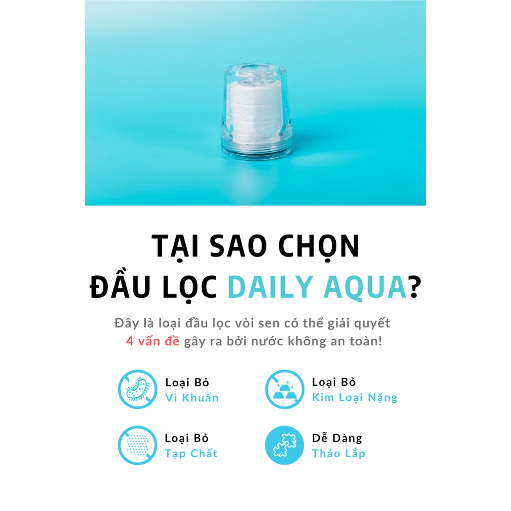 [Mã BMBAU50 giảm 50K đơn 150K] [Hàng chính hãng- Freeship] Bộ đầu lọc bồn rửa tay Daily Aqua