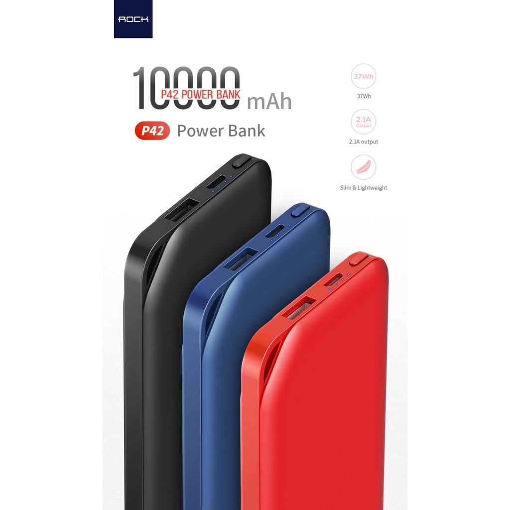 Pin sạc dự phòng Rock P42 10000 mAh -BH 12 tháng 1 đổi 1 (Hàng chính hãng)