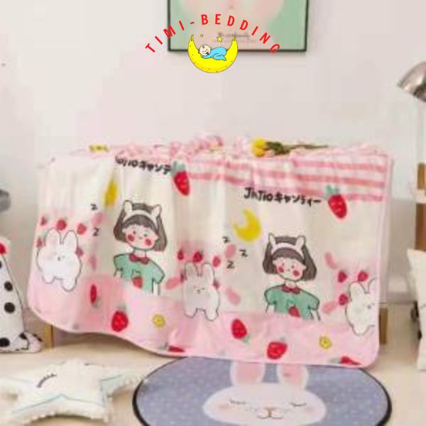 Chăn hè cotton đũi cho bé đi học mềm, thoáng mát kích thước 1x1,4m – Timibedding