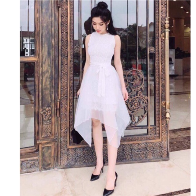 Đầm dự tiệc ren phối lưới sang trọng