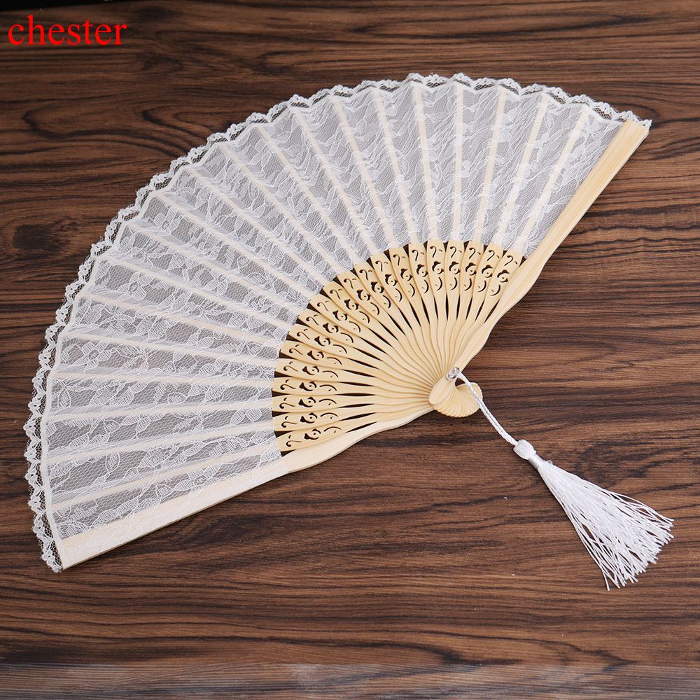 CHESTER Spanish Style Favor Fancy Dress White Folding Pocket Hand Fan for Wedding Party