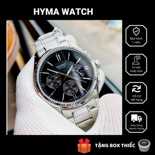 Đồng hồ nam dây thép Casio MTP 1375D-1AV Mặt đen size 42mm chống nước 5ATM Bảo hành 1 năm Hyma watch