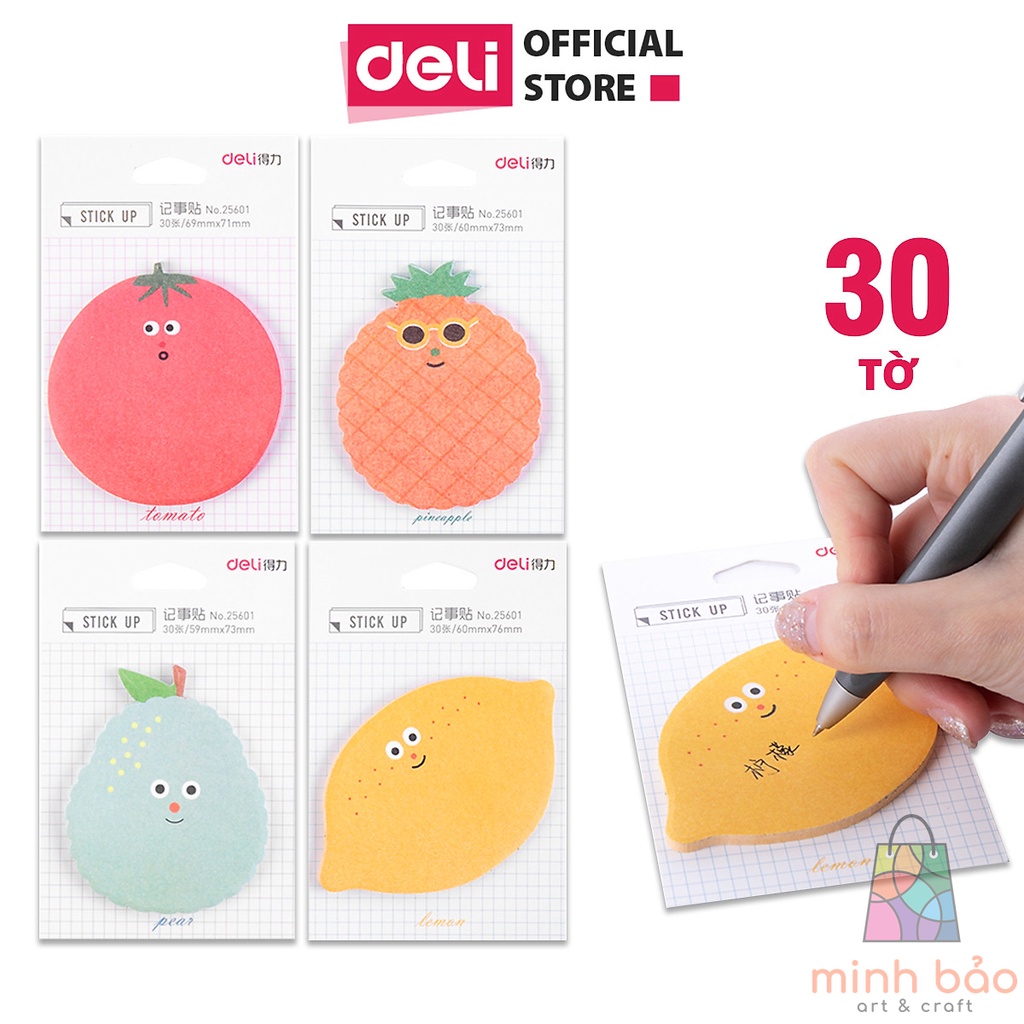 GIẤY NHỚ GIẤY NHẮN HÌNH HOA QUẢ 73MM X 60MM DELI - GIẤY NOTE GHI CHÚ - 1 TỆP - 25601