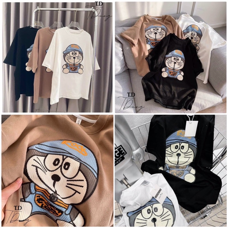 Áo Thun Tay Lỡ  Nam Nữ, Áo Phông Unisex in Doremon đáng yêu