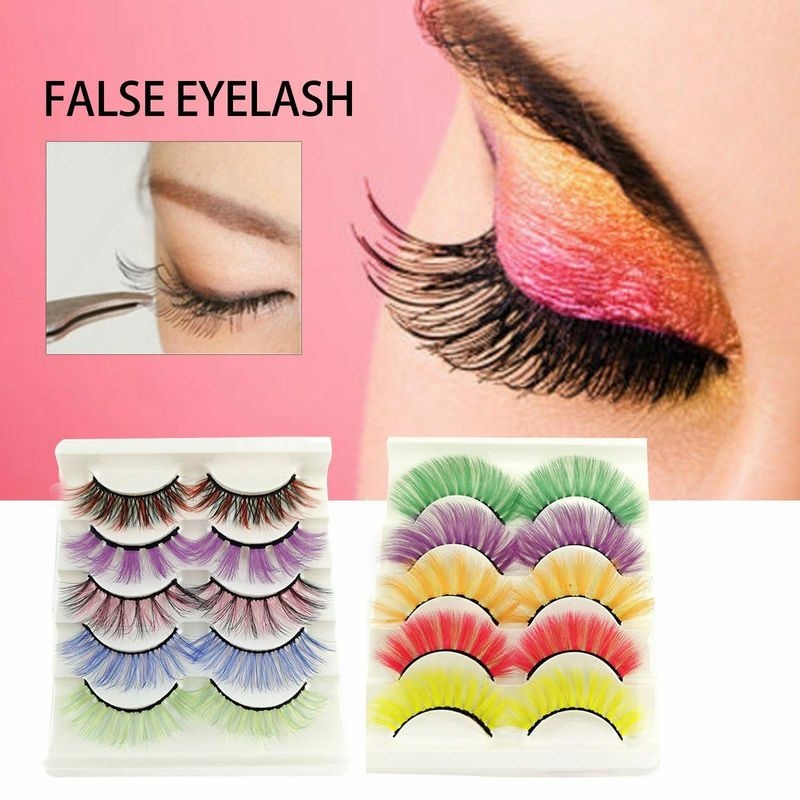 Set 5 Cặp Lông Mi Giả 3D Đầy Màu Sắc Tự Nhiên Cho Nữ
