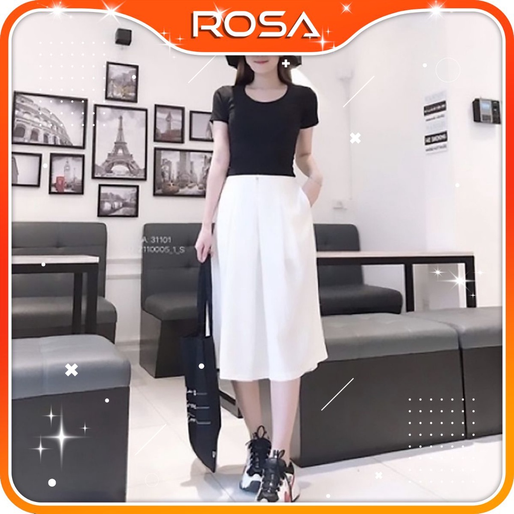 Quần Lửng Ống Rộng Vải Đũi - Giả Váy Rosa