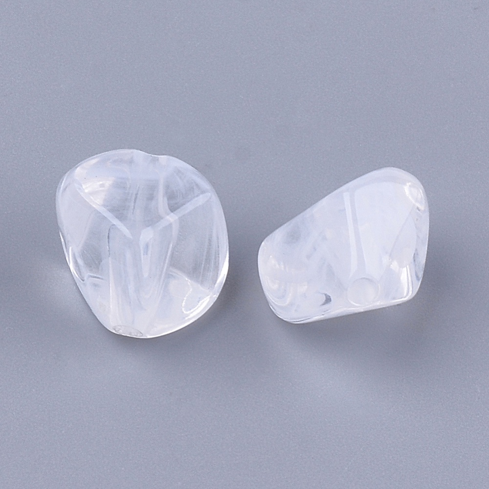 50 Hạt xỏ acrylic màu trắng lỗ 2mm 13x13x10mm