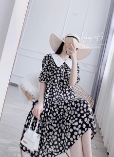 Váy bầu lụa hoa cúc siêu xinh.