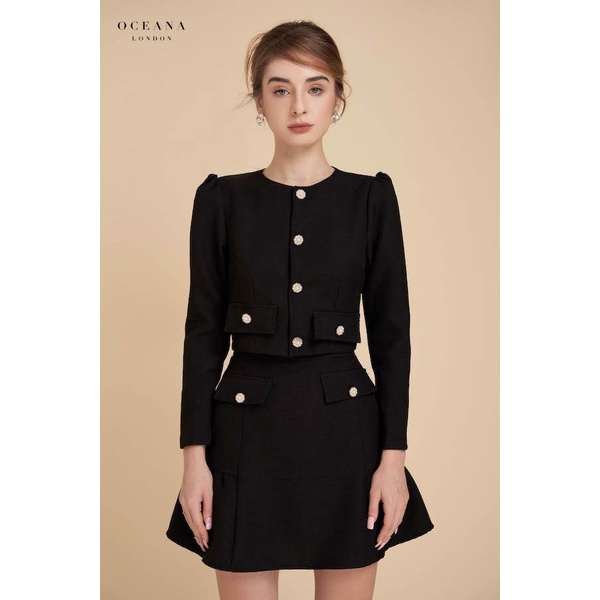 Oceana London - Áo khoác croptop cổ tròn Lucille top