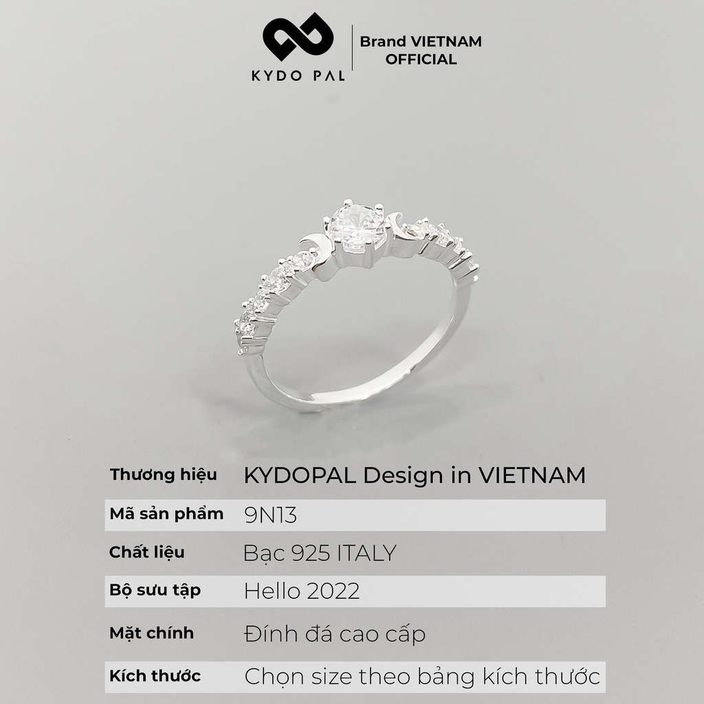 Nhẫn bạc nữ 925 KYDOPAL trang sức đính đá cao cấp sang chảnh - 9N13