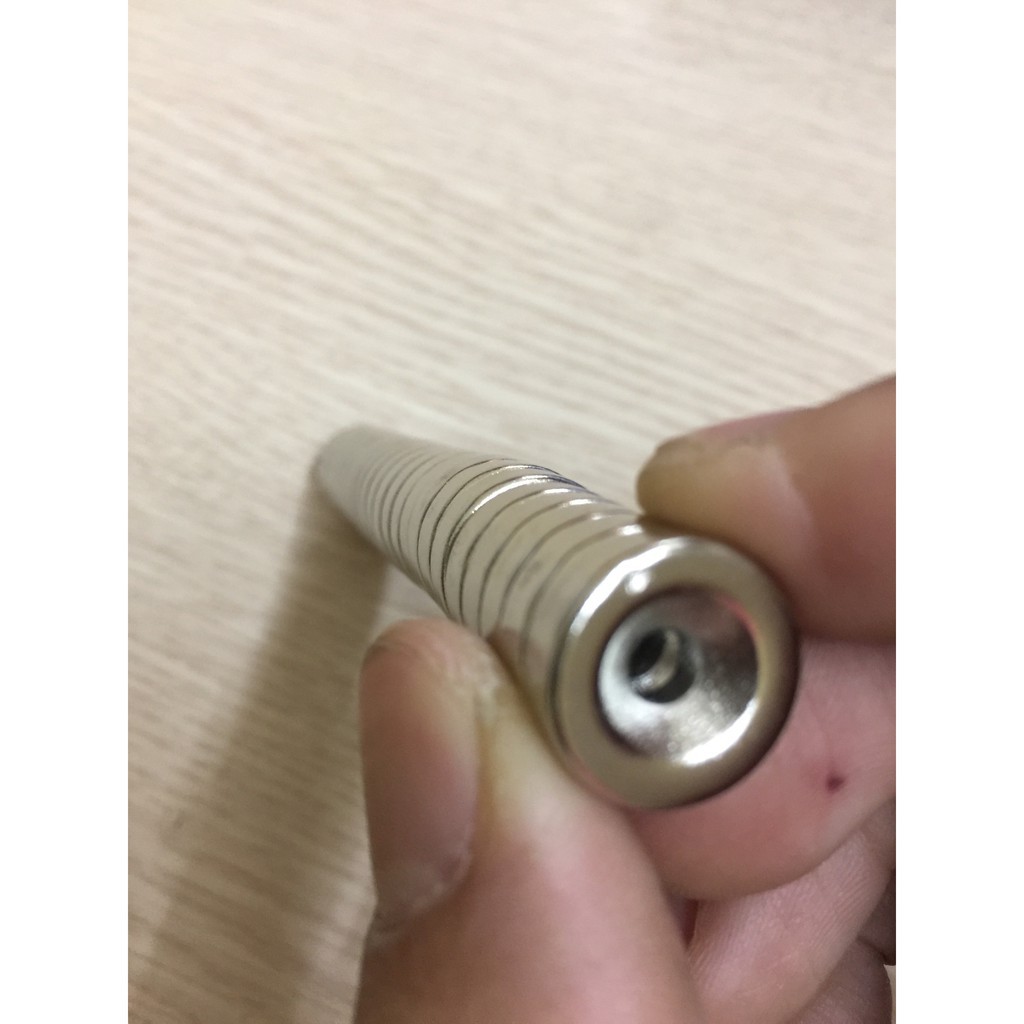[Xả Kho Giá Xưởng] Nam châm viên 15*5 lỗ 5 mm, loại nam châm trắng đất hiếm có lỗ lực hút mạnh