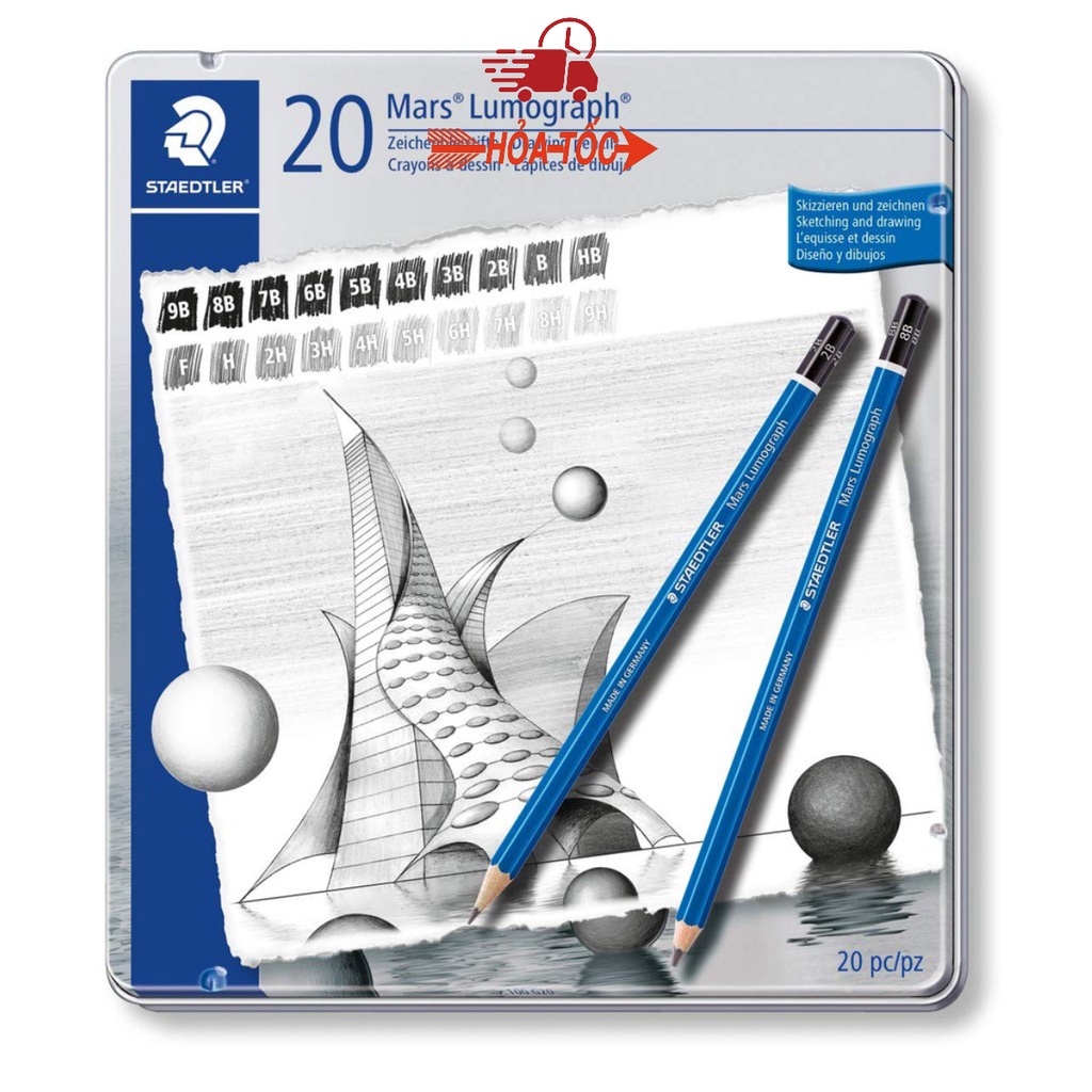 Bộ bút chì vẽ kỹ thuật cao cấp STAEDTLER MARS LUMOGRAPH 100 Gồm có ( 100G6, 100G12S ,100G20 )