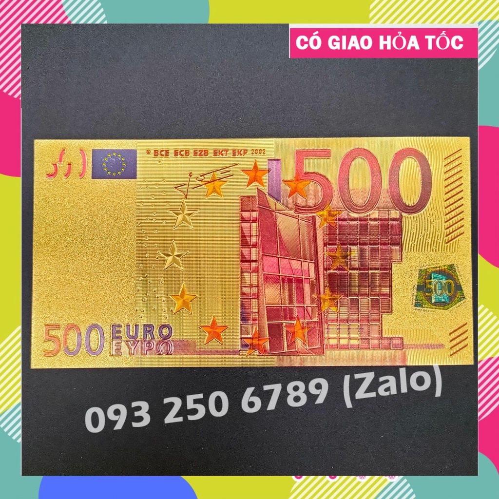 TRỢ GIÁ Tờ Tiền Kỉ Niệm 500 EURO Plastic Mạ Vàng Lì Xì Tết May Mắn