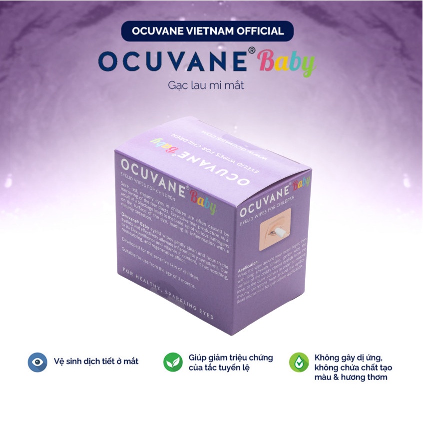 Miếng Lau Mi Mắt OCUVANE® BABY   KHÔNG GÂY KÍCH ỨNG,AN TOÀN CHO TRẺ