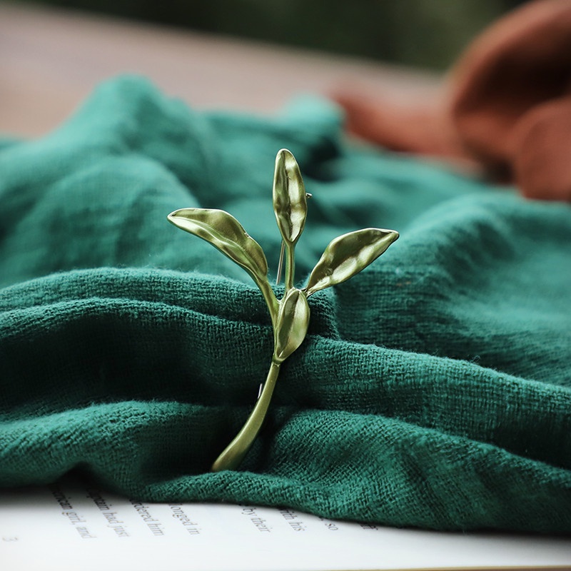 Mới Ghim Cài Áo Hình Lá Cây Đính Ngọc Trai Nhân Tạo Thời Trang Cho Nữ