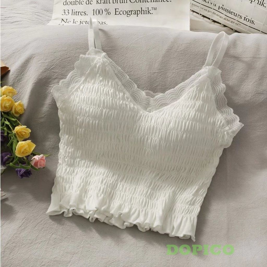 Áo bra ren dài nữ 2 dây đẹp, áo croptop nữ ôm body quyến rủ DOPICO B884