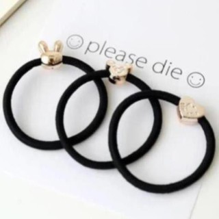 10 DÂY BUỘC TÓC MÀU ĐEN HẠT VÀNG SIÊU BỀN