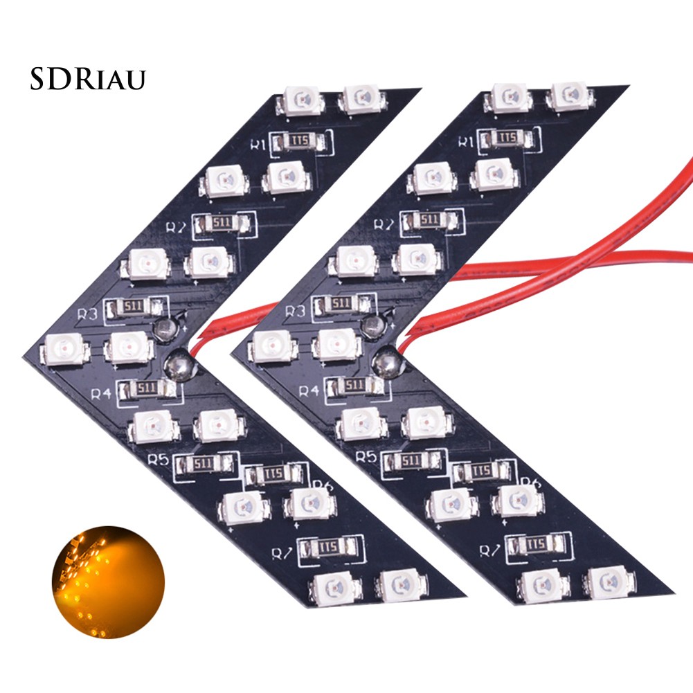 2 Đèn Led 14 Smd Hình Mũi Tên Gắn Kính Chiếu Hậu Xe Hơi