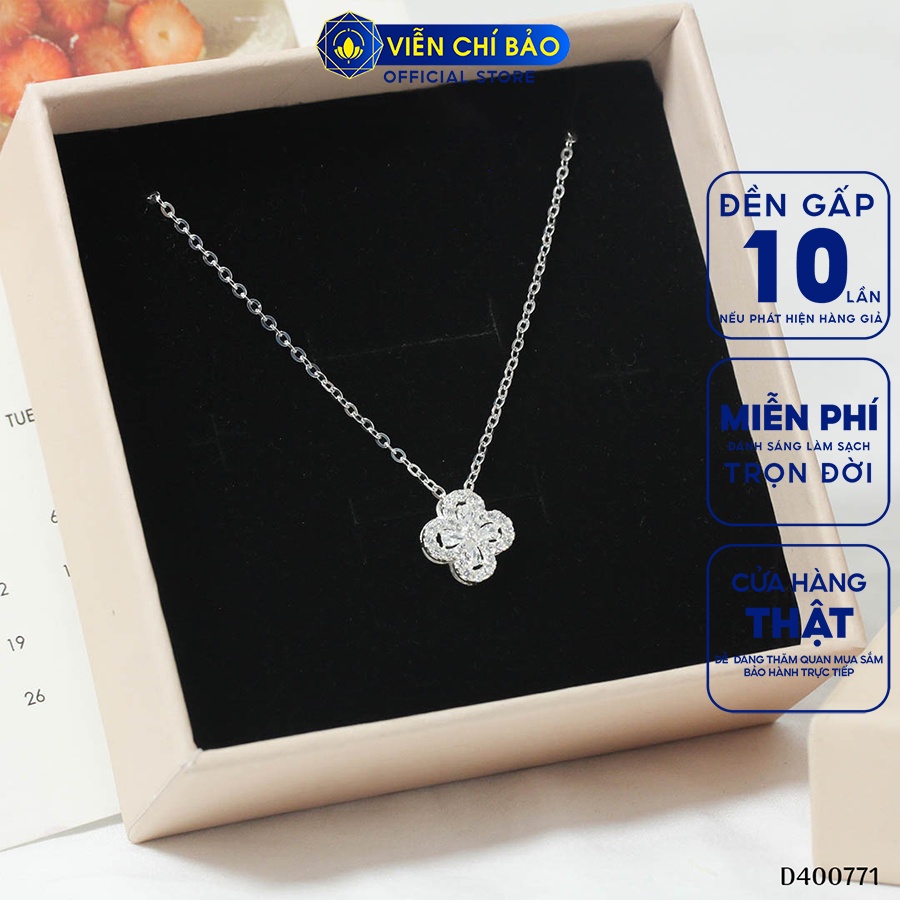 Dây chuyền bạc nữ cỏ bốn lá may mắn chất liệu bạc 925 thời trang phụ kiện trang sức Viễn Chí Bảo D400771