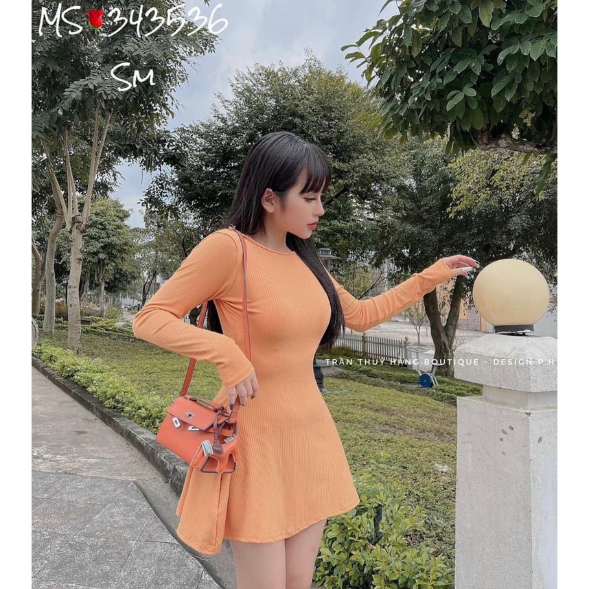 Đầm hở lưng tay dài - đầm nữ sexy xoè - Đ0071 | steven.factory
