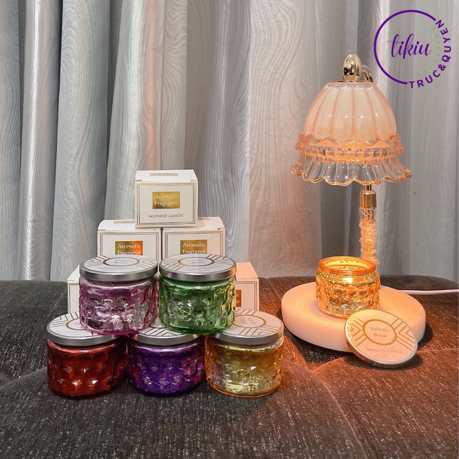 Nến Thơm Phòng Tinh Dầu Thiên Nhiên Cao Cấp Velvet Rose 225gr Không Khói TIKIU Hương Thơm Trang Trí Decor