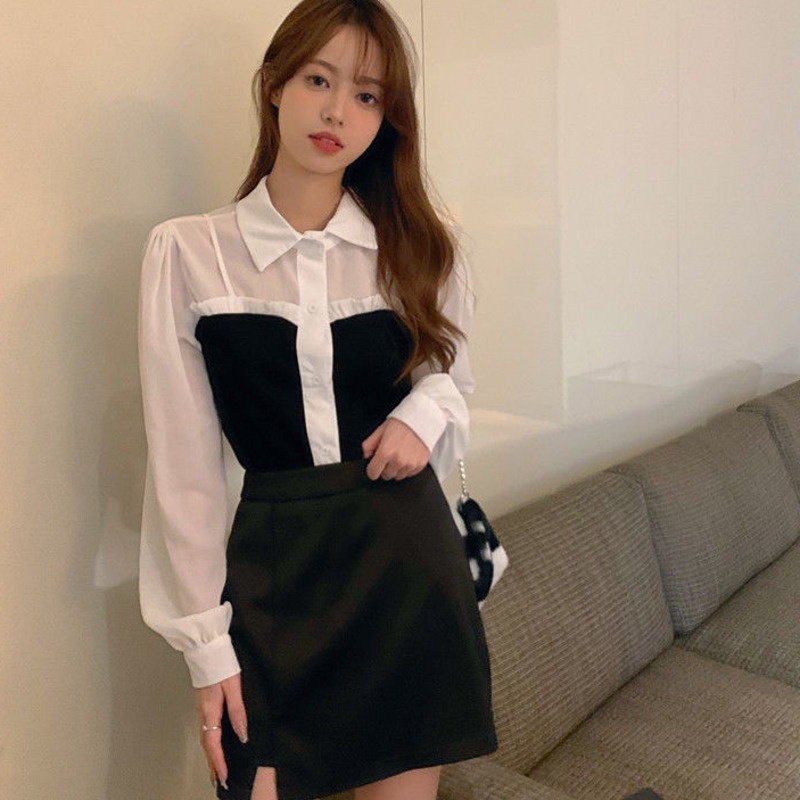 Áo Sơ Mi Cổ Vuông Thắt Nơ Họa Tiết Chấm Bi Phong Cách Pháp Thời Trang Mới Cho Nữ