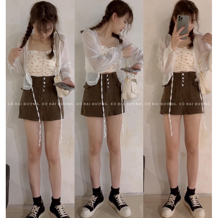 set áo cdg voan kèm áo dây hoa
