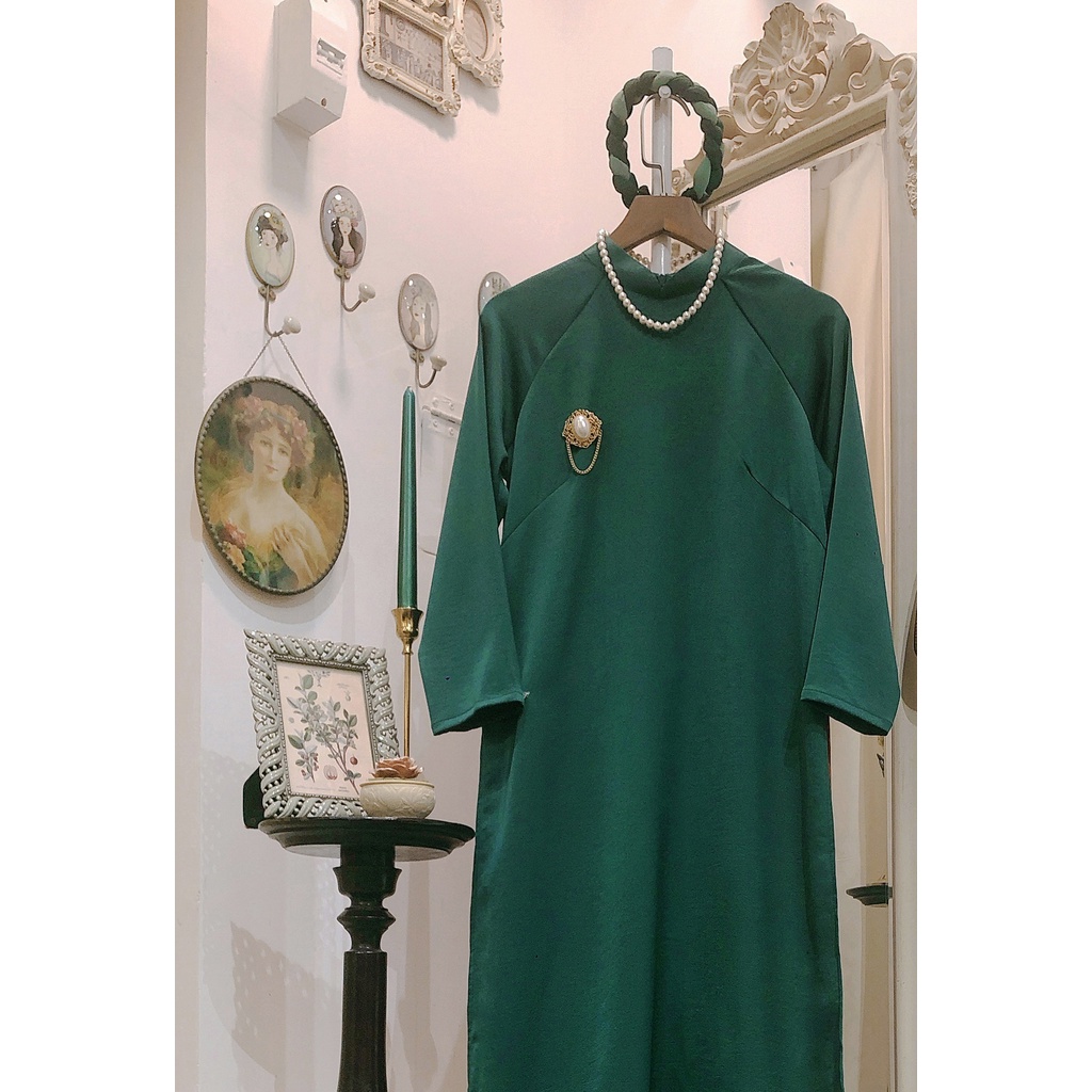 Set Áo dài Rosemary tây thi xanh lá đậm