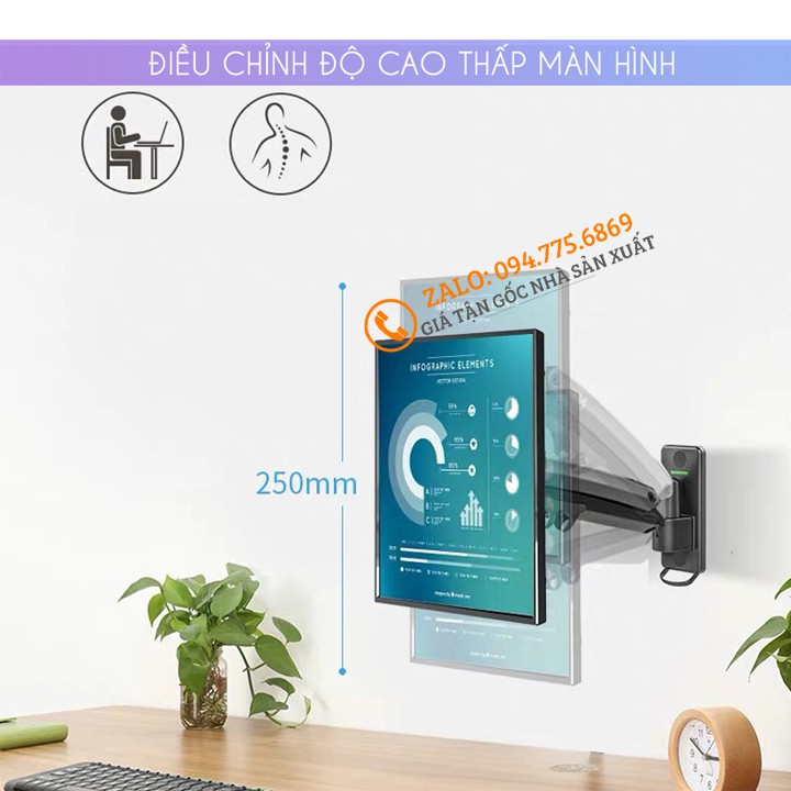 Giá Treo Màn Hình Máy Tính Gắn Tường NB F425 24 - 27 - 29 - 32 - 35 Inch - Giá Treo Tivi North Bayou Thông Minh