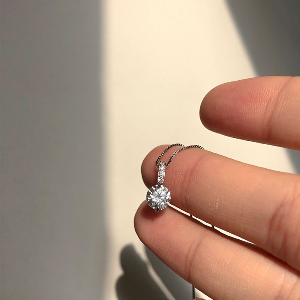 vòng cổ Nữ Mặt Tròn Mạ Zircon Aaa Đơn Giản Thanh Lịch