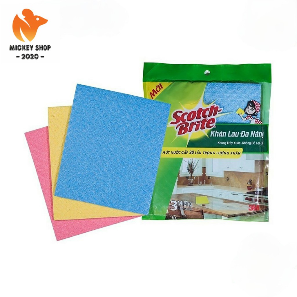 Khăn Lau Đa Năng 3M Scotch Brite 18x20 (Gói 3 Miếng) - XA010911148 - Chính hãng