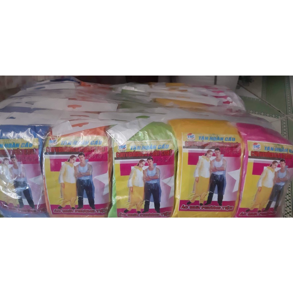 1 bịch áo mưa tiện lợi, áo mưa phương tiện cao cấp Tân Hoàn Cầu, áo mưa giấy, áo mưa nilon
