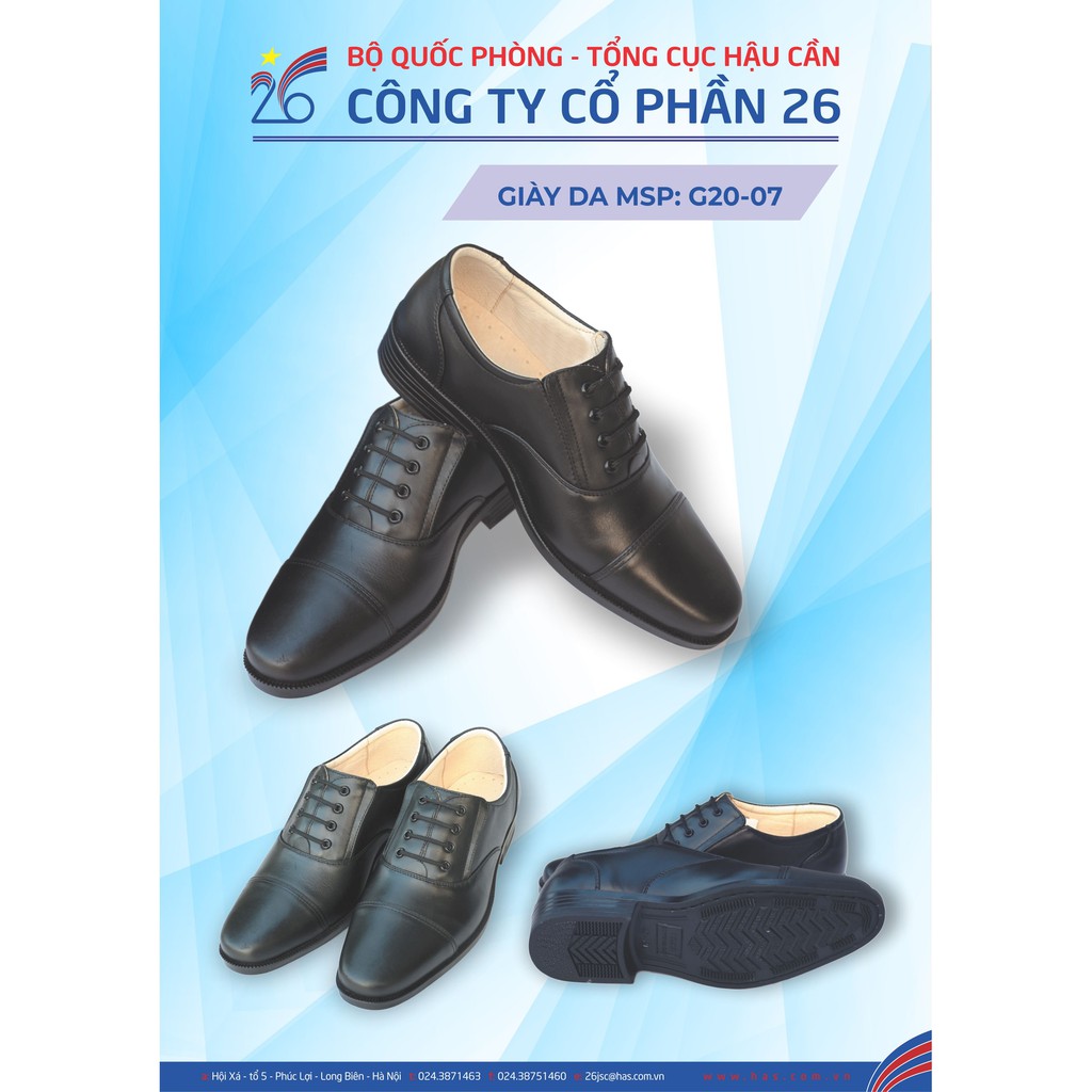 Giày da nam kiểu tá chất liệu da bò cao cấp, mặt gò Mex, có mút xốp tạo êm, đế cao su tự nhiên đúc định hình G20- 07