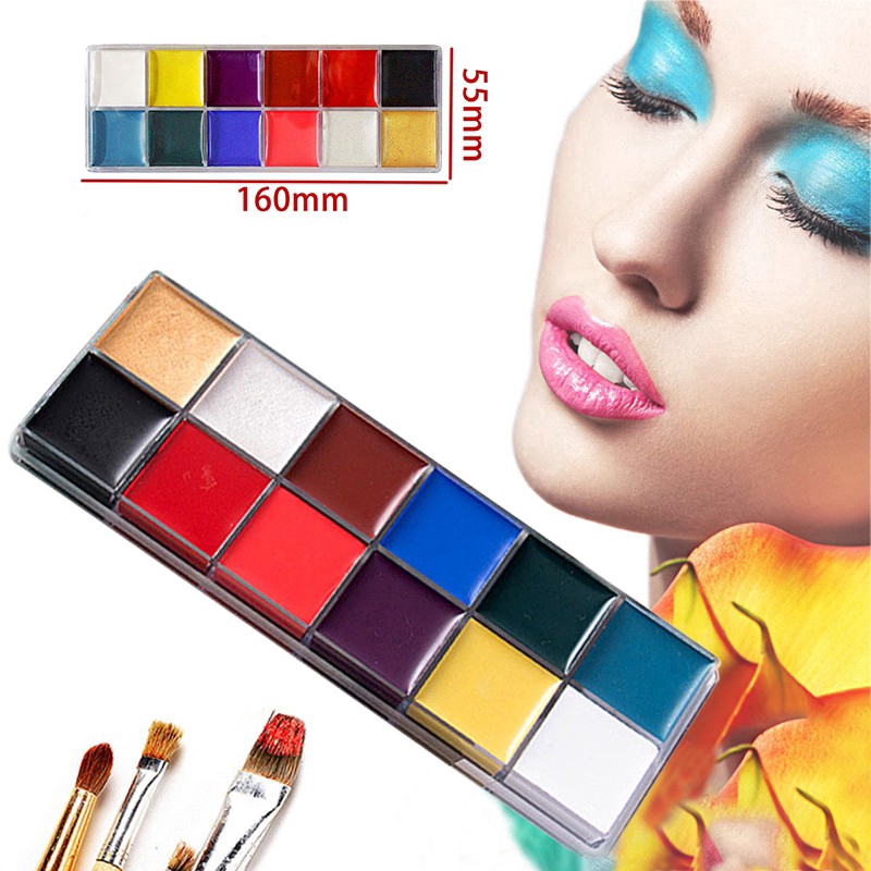 12 trong 1 Face Body Painting Nghệ thuật ưa thích Váy đẹp Trang điểm Drama Palette Party Pigment