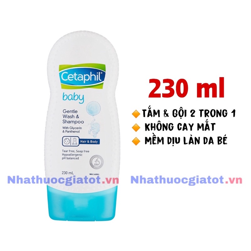 [CHÍNH HÃNG] Sữa tắm gội toàn thân cho bé Cetaphil Baby Gentle Wash and Shampoo 230ml