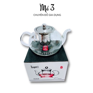 Ấm pha trà thuỷ tinh có lõi inox - Bình đựng nước thuỷ tinh nắp inox
