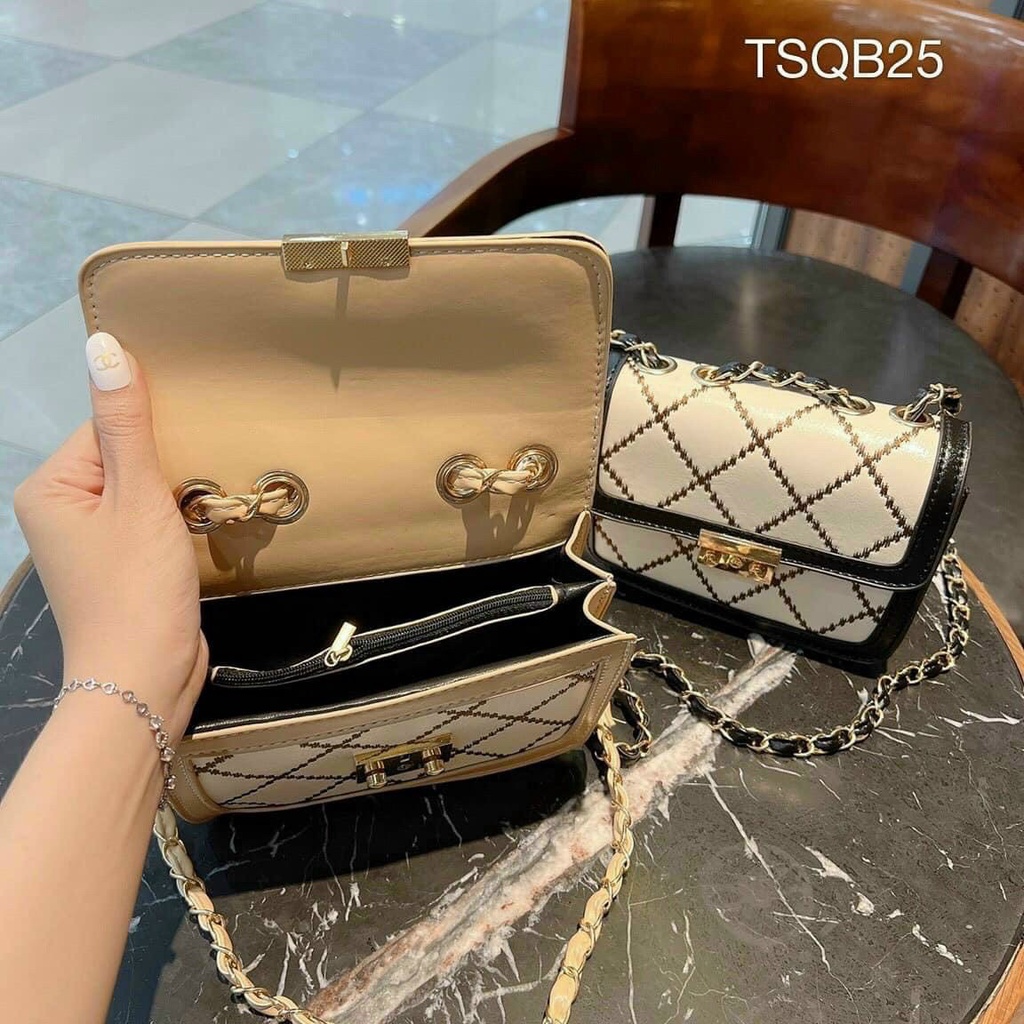 Túi Xách Nữ, Túi Đeo Chéo Dây Xích Đan Da Hai Ngăn Cao Cấp BIBO STORE B31