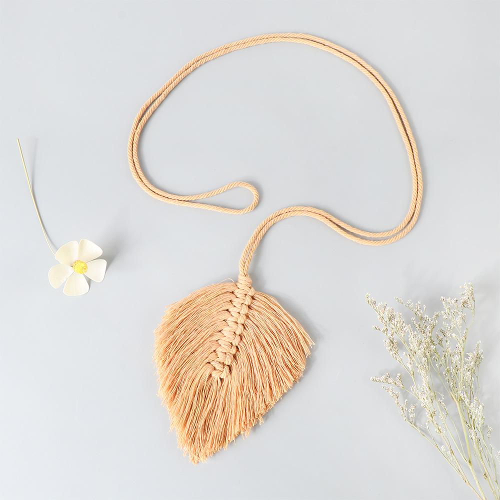 Dây Cột Rèm Cửa Bằng Cotton Họa Tiết Lá Nâu Trang Trí Nhà Cửa