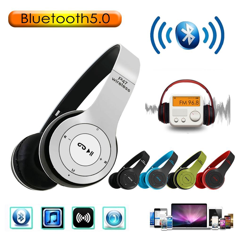 P47 Wireless Bluetooth5.0 Tai nghe stereo Cáp âm thanh 3,5 mm Hỗ trợ rảnh tay MP3 Thẻ TF có Mic