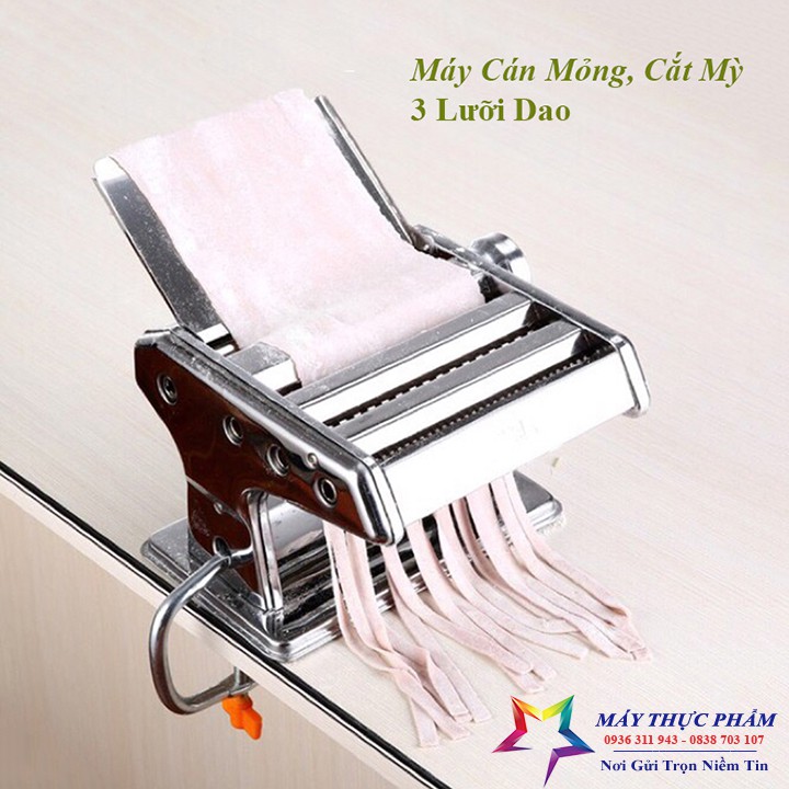 Máy Cán Mỳ Sợi Gia Đình 3 Lưỡi Cắt, Máy Cắt Mì