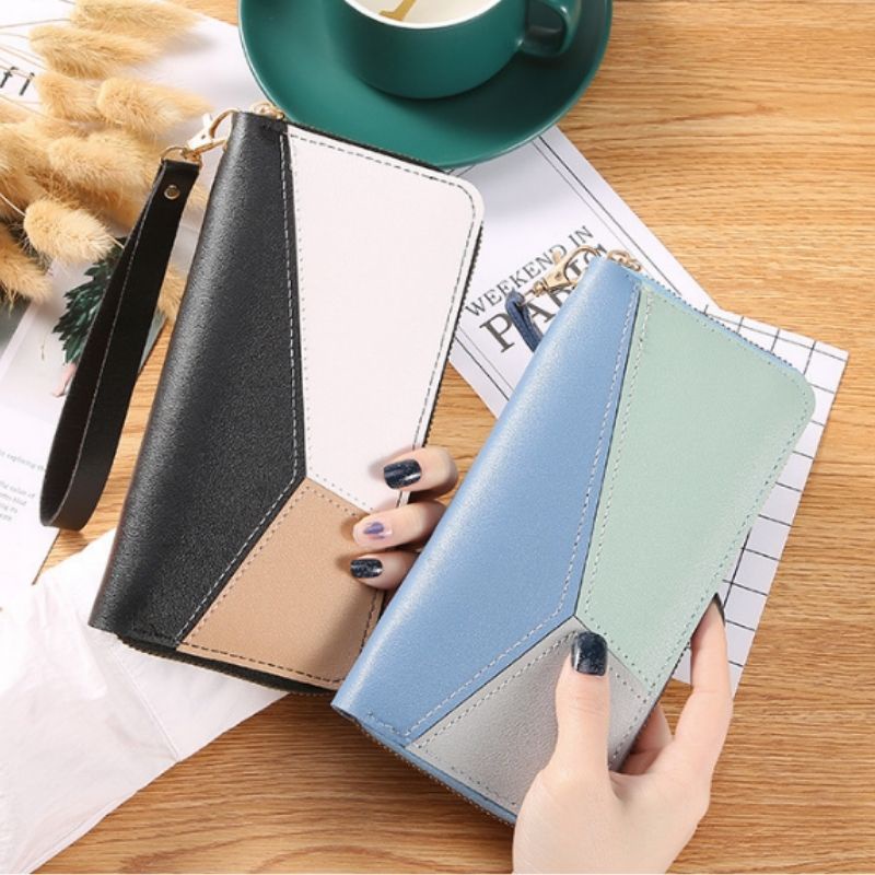 Ví nữ cầm tay dáng dài cao cấp giá rẻ nhiều ngăn thời trang thanh lịch đựng tiền da PU VD032