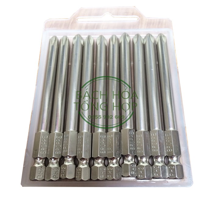 Đầu mũi Tô vít 4 cạnh PH2 dài 100mm hãng BROPPE