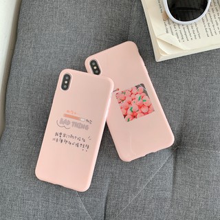 Ốp điện thoại màu hồng in họa tiết quả đào cho IPHONE 7 8PLUS X XS XSMAX XR 11 11PRO 11PROMAX SE 4.7INCH 5.5INCH