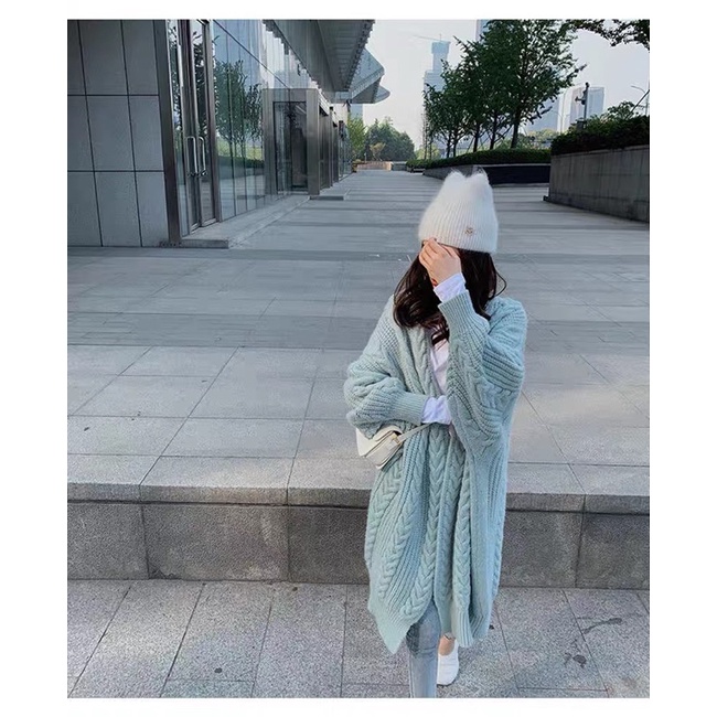 Áo len cổ điển, áo len cardigan áo dài tay mẫu thu đông cho nữ rộng rãi