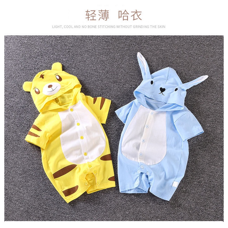 Bộ Đồ Ngủ Liền Thân In Họa Tiết Hoạt Hình Động Vật Dễ Thương Thời Trang Mùa Hè Cho Bé Trai Và Gái